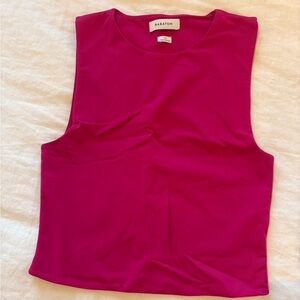 Aritzia Babaton Contour High Neck Cropped Tank in Pink
